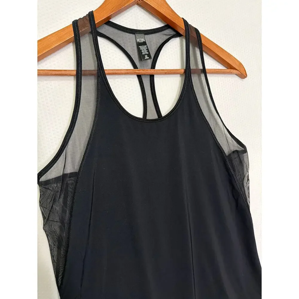 Victoria Sport Black Racerback Tank Mesh‎ Panels Activewear Women’s Small - Picture 2 of 8